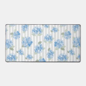Elegant Blue Hydrangea Pattern Gray Stripe  Bureaumat (Voorkant)