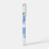 Elegant Blue Hydrangea Pattern Gray Stripe Name (Côté droit)