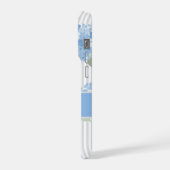 Elegant Blue Hydrangea Pattern Gray Stripe Name (Côté gauche)