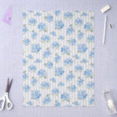 Elegant Blue Hydrangea Pattern Gray Stripe  Tissuepapier (Craft)