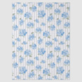 Elegant Blue Hydrangea Pattern Gray Stripe  Tissuepapier (Voorkant)