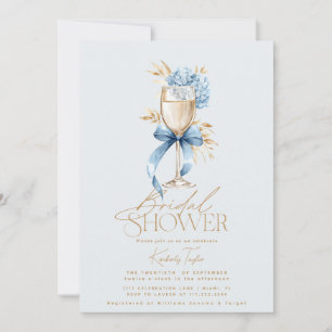 Elegant Blue Hydrangea Prosecco Bow Vrijgezellenfe Kaart