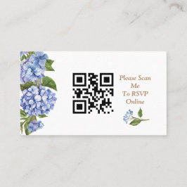 Elegant Blue Hydrangea QR Code RSVP Enclosure Kaar Plaatskaartje