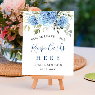 Elegant Blue Hydrangea Recept Kaarten Vrijgezellen Poster