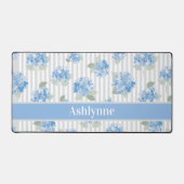 Elegant Blue Hydrangea Sage Green Gray Stripe Name (Recto)