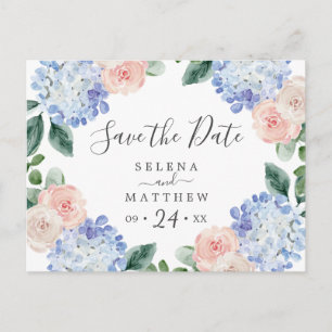 Elegant Blue Hydrangea Save the Date Briefkaart