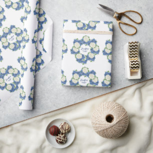 Elegant Blue Hydrangea Summer Spring Baby shower Cadeaupapier