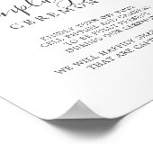 Elegant Blue Hydrangea Unplugged Ceremony Sign Poster (Hoek)