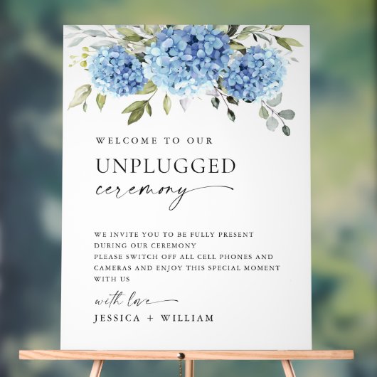 Elegant Blue Hydrangea Unplugged huwelijksceremoni Acryl Bord (Neutraal)