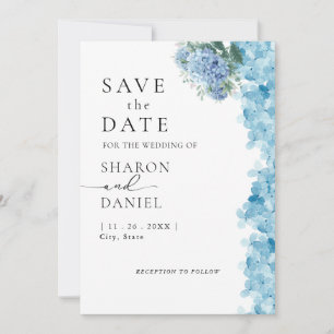 Elegant Blue Hydrangea Waterverf Save The Date