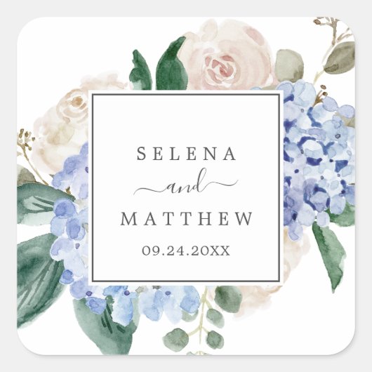 Elegant Blue Hydrangea Wedding Envelope zegels (Voorkant)