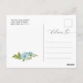 Elegant Blue Hydrangea Wedding Save the Date Briefkaart (Achterkant)
