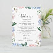 Elegant Blue Hydrangea Welkomstbrief & reisroute (Staand voorkant)