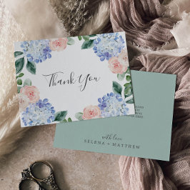 Elegant Blue Hydrangea | White Bedankt Card