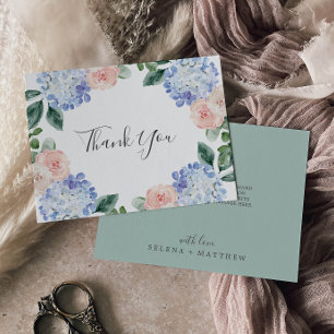 Elegant Blue Hydrangea   White Bedankt Card