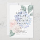 Elegant Blue Hydrangea White Faded Floral Wedding Kaart (Voorkant)