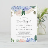 Elegant Blue Hydrangea | White the Wedding of Kaart (Staand voorkant)