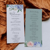 Elegant Blue Hydrangea | White Wedding Programme Programma