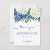 Elegant Blue Hydrangea Wildflower Baby shower Bedankkaart (Voorkant)