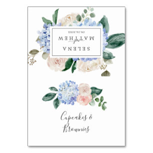 Elegant Blue Hydrangea   Witte buffet-voedseletike Kaart