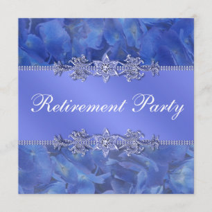 Elegant Blue Hydrangea Womans Retirement Party Kaart