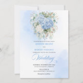 Elegant Blue Hydrangeas Floral Wedding Invitation (Devant)