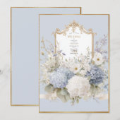 Elegant Blue Hydrangeas Vintage Wedding Kaart (Voorkant / Achterkant)