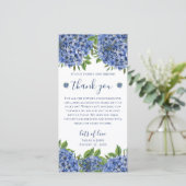 Elegant Blue Hydrangeas Waterverf Wedding Bedankkaart (Staand voorkant)