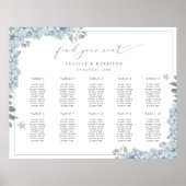 Elegant Blue Hydrangeas Wedding Plan Poster (Voorkant)