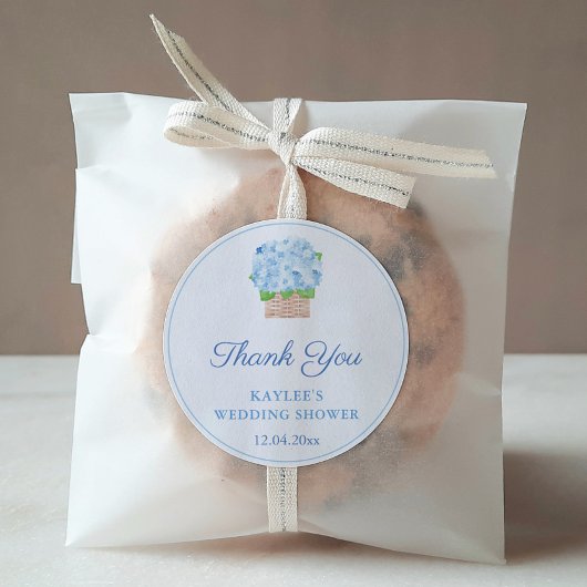 Elegant Blue Hydrangeas Wedding Shower Favor Ronde Sticker