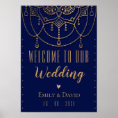 Elegant Blue Indian Traditional Design Welcome Poster (Voorkant)