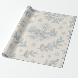Elegant Blue & Ivory Winter Toile Christmas Cadeaupapier