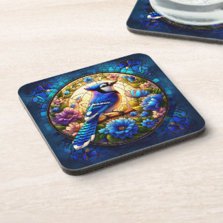 Elegant Blue Jay Glas in lood Natuur-geïnspireerd Bier Onderzetter