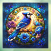 Elegant Blue Jay Glas in lood Window Cling Raamsticker (Vel 3)