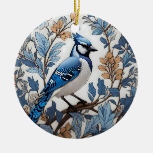 Elegant Blue Jay William Morris geïnspireerd Keramisch Ornament