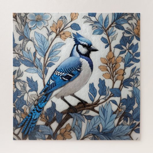 Elegant Blue Jay William Morris geïnspireerd Legpuzzel (Verticaal)