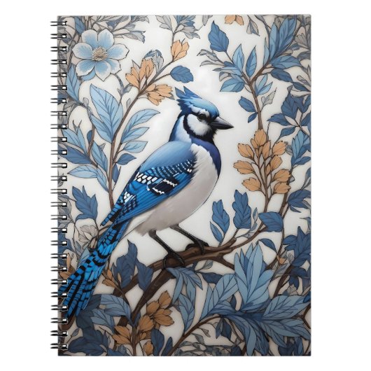 Elegant Blue Jay William Morris geïnspireerd Notitieboek (Voorkant)