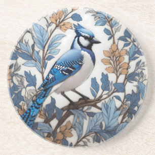 Elegant Blue Jay William Morris geïnspireerd Zandsteen Onderzetter