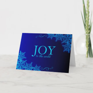 Elegant Blue Joy Snowflake Folded Holiday Card Feestdagen Kaart
