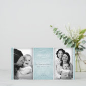 Elegant Blue "Joyeux Noël" fotokaart Feestdagenkaart (Staand voorkant)