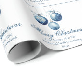 Elegant Blue Kerstbal Bedrijf Cadeaupapier (Rol Hoek)