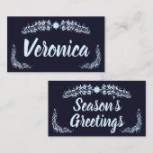 Elegant Blue Kerstmis Plaatskaartje (Voorkant / Achterkant)