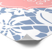 Elegant Blue Lace Personalized Monogram Poster (Hoek)