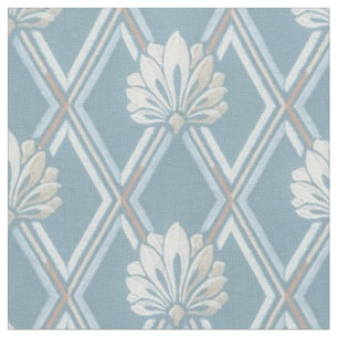 Elegant Blue Lattice Ivory Feather Fans Patroon Stof