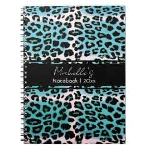 Elegant Blue Leopard Animal Print op maat gemaakt Notitieboek