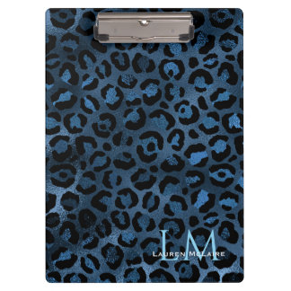 Elegant Blue Leopard Personalized Clipboard Klembord