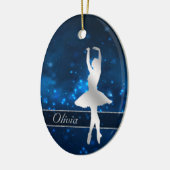 Elegant Blue Lights Silver Ballerina Keramisch Ornament (Links)