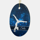 Elegant Blue Lights Silver Gymnast Keramisch Ornament (Links)