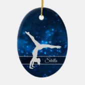 Elegant Blue Lights Silver Gymnast Keramisch Ornament (Voorkant)