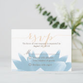 Élégant Blue Lotus Floral Mariage RSVP réponse (Debout devant)